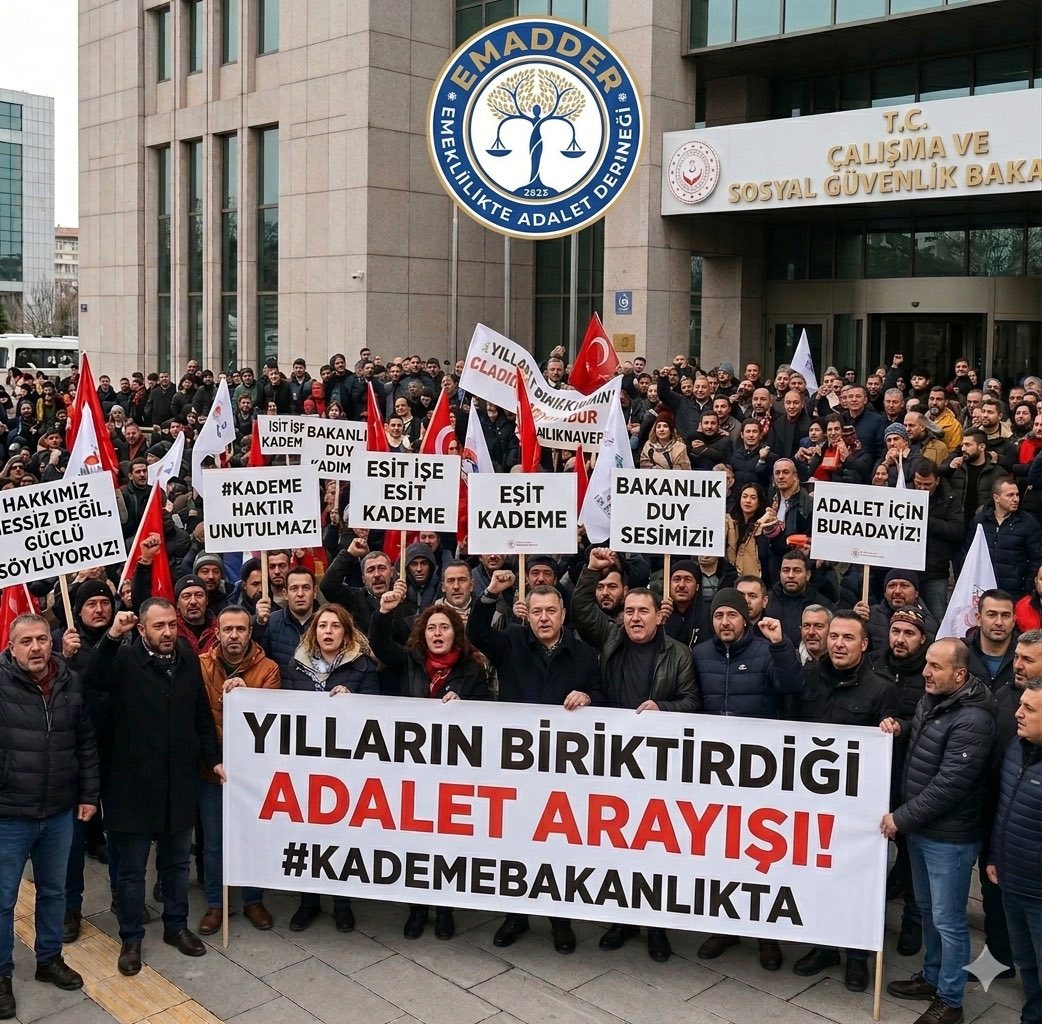 🔥 #KademeBakanlıkta 🔥

📢 Türkiye’nin her köşesinden yükselen haklı talep
📢 Yılların biriktirdiği adalet arayışı

Bugün tek bir noktada birleşti‼️

📍 Çalışma Bakanlığı önünde
✊ Hakkımızı sessiz değil, güçlü söylüyoruz.

<a href="/EmadDernegi/">EMEKLİLİKTE ADALET DERNEĞİ ⚖️</a>
#KademeBakanlıkta