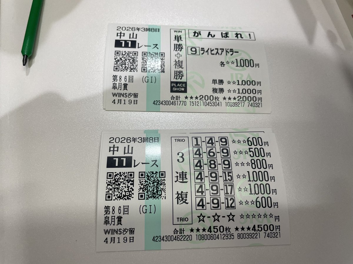 _YK_SWMR_'s tweet photo. 皐月賞
◎ライヒスアドラー

3連複＆複勝的中🎯
アドラーから1,4,6,8,12,15,17に流して21点を資金配分して買いました

自信があっただけに嬉しい https://t.co/BIJngjKckz