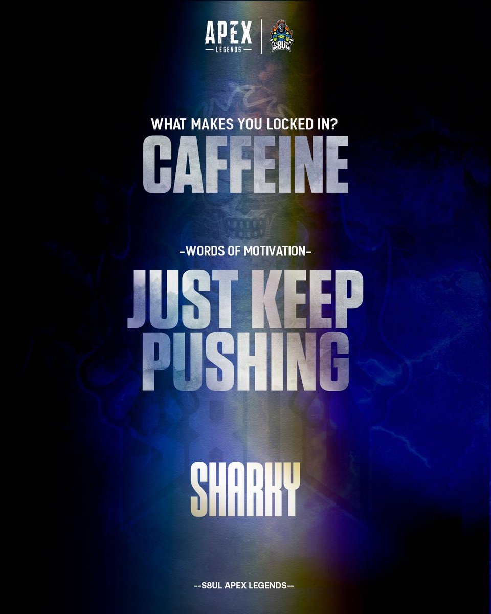 S8ulesports's tweet photo. Know Your Player ft. S8UL Apex Legends 🔥

Dive into @Sharky3415’s world, the mindset, the motivation, the madness behind staying locked in. 🚀

#S8UL #S8ULFTW https://t.co/uz6rBufSvB