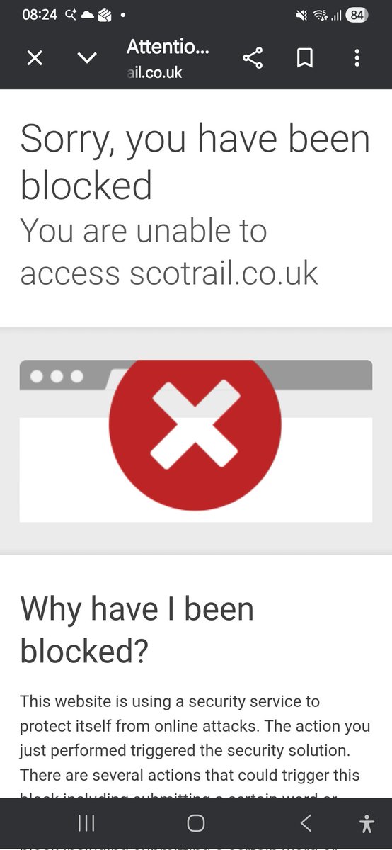 _TaraHeath's tweet photo. @ScotRail can you advise please. Tried to access your website this morning, regular user..and unable to duevto being blocked by your security. Would appreciate your help. Thanks T https://t.co/NJ0k3PxNVX