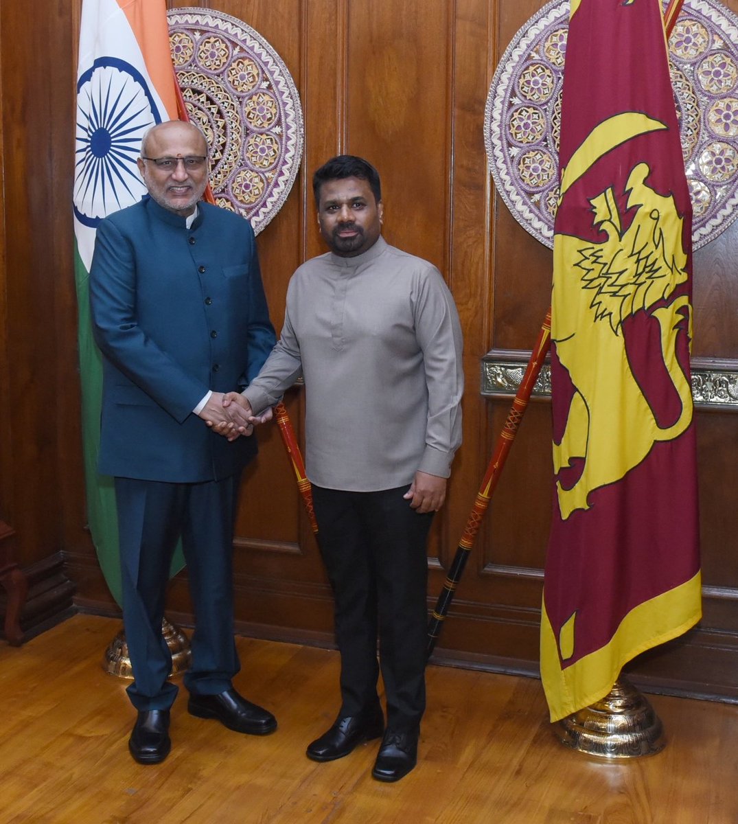 leodarshan1's tweet photo. Vice President @CPR_VP called-on President @anuradisanayake   of #SriLanka at the Presidential Secretariat. https://t.co/Iac0LhkxI4