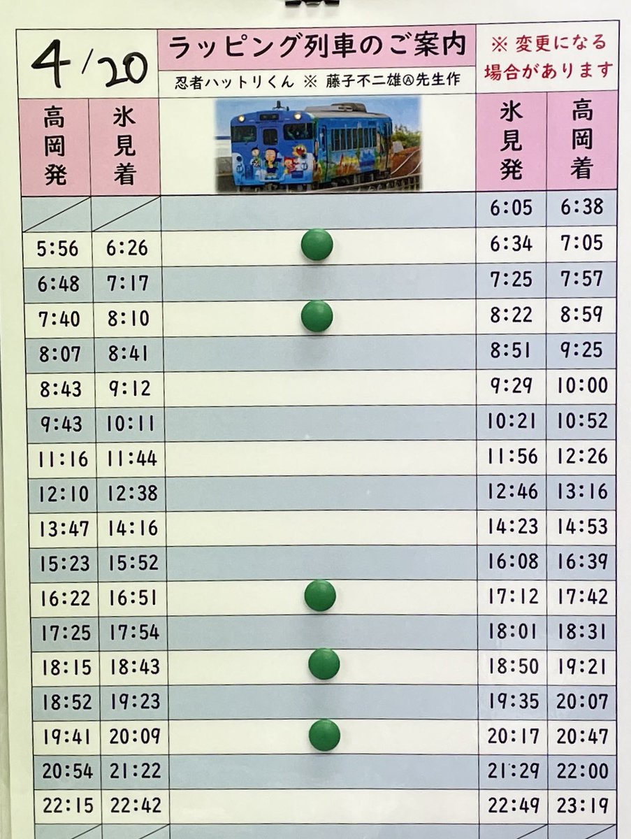 【JR氷見線】　4/20（月）  
#ラッピング列車のご案内 🚃