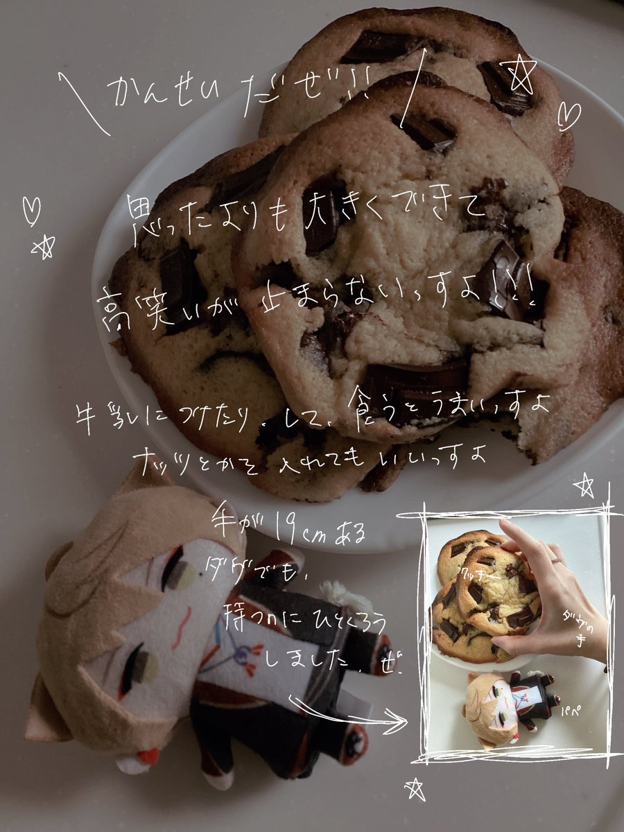 doumoconnithiwa's tweet photo. にじそ行けないからふしみぱぺとでっかいチャンククッキーをつくろう https://t.co/k9fN28oHv0