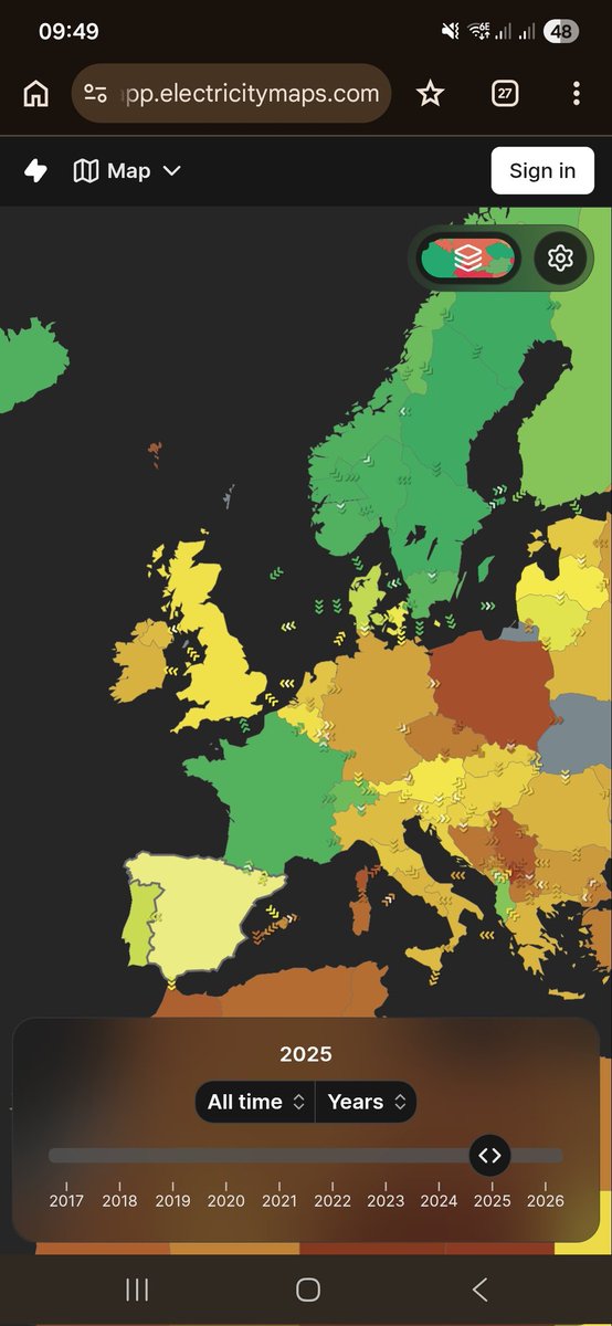 webblaster2k's tweet photo. @SiThFFM @baha_jam Wenn ich mir die CO2 Intensität der Stromproduktion in Europa anschaue, würde ich andere Länder als Vorreiter bezeichnen.. hier z.b. 2025 https://t.co/ysMxmDBPDZ