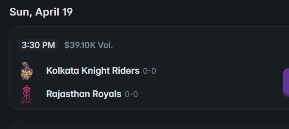 Xsatya_eth's tweet photo. #Day 23 - #KKRvsRR 👀🔥

Match No. 26

First game of the day.... and everyone seems to be backing RR 👀📊

But I’m going AGAINST the crowd today ⚠️

I’m backing KKR for their first win 💜🔥

Why? 👇

This looks like a SPINNER’S game 🎯
And KKR has the edge here....
👉 Sunil Narine 🧠🔥
👉 Varun Chakravarthy 🎯

These two can control the middle overs and flip the game anytime 👀
If pitch supports spin....
KKR is right back in this 🔥

This won’t be a one-sided match ❌
Expect ups & downs..... momentum shifts 📈📉

Perfect setup for smart trading 💰
Plan simple:
👉 Don’t follow the crowd
👉 Wait for good entry
👉 Book profits at 80–90 odds

Backing KKR today.... let’s see how it plays out 👀🔥
Drop your picks below 👇
Let’s cook together 🚀💸 #IPL2026