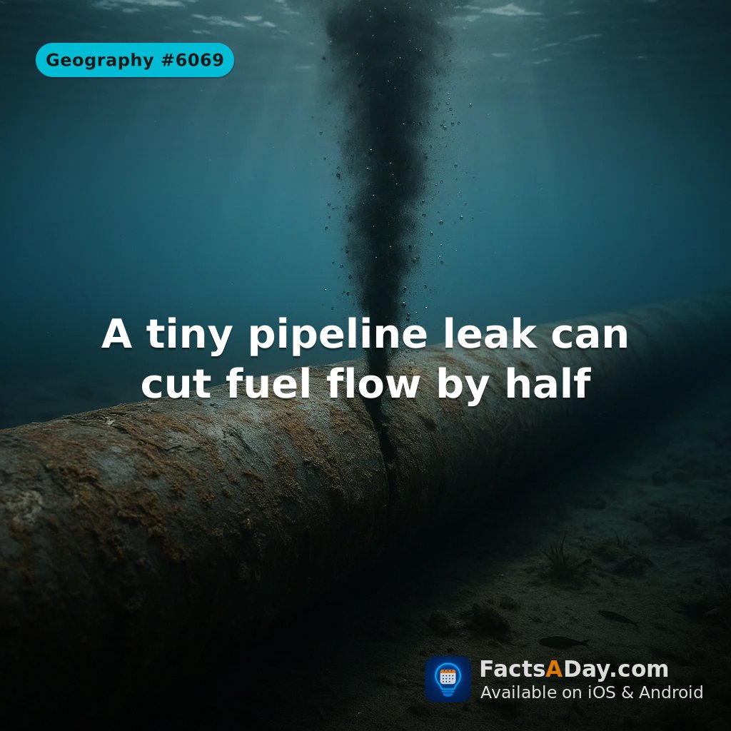FactsaDayApp's tweet image. A tiny pipeline leak can cut fuel flow by half

🔗 factsaday.com/en/fact/6069/a…

#geography #facts #didyouknow #funfacts #pipeline #tiny
