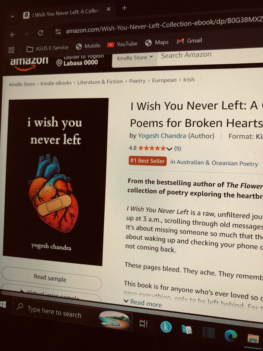 YogeshC290's tweet image. THE MOMENT IS FINALLY HERE! 🥺🥺🥹

My newest poetry collection, I Wish You Never Left, officially has the #1 BESTSELLER badge on Amazon stores worldwide. 

And to anyone reading this right now: continue dreaming big. Even when it hurts.

#poetry #bestseller #book #writer #fiji
