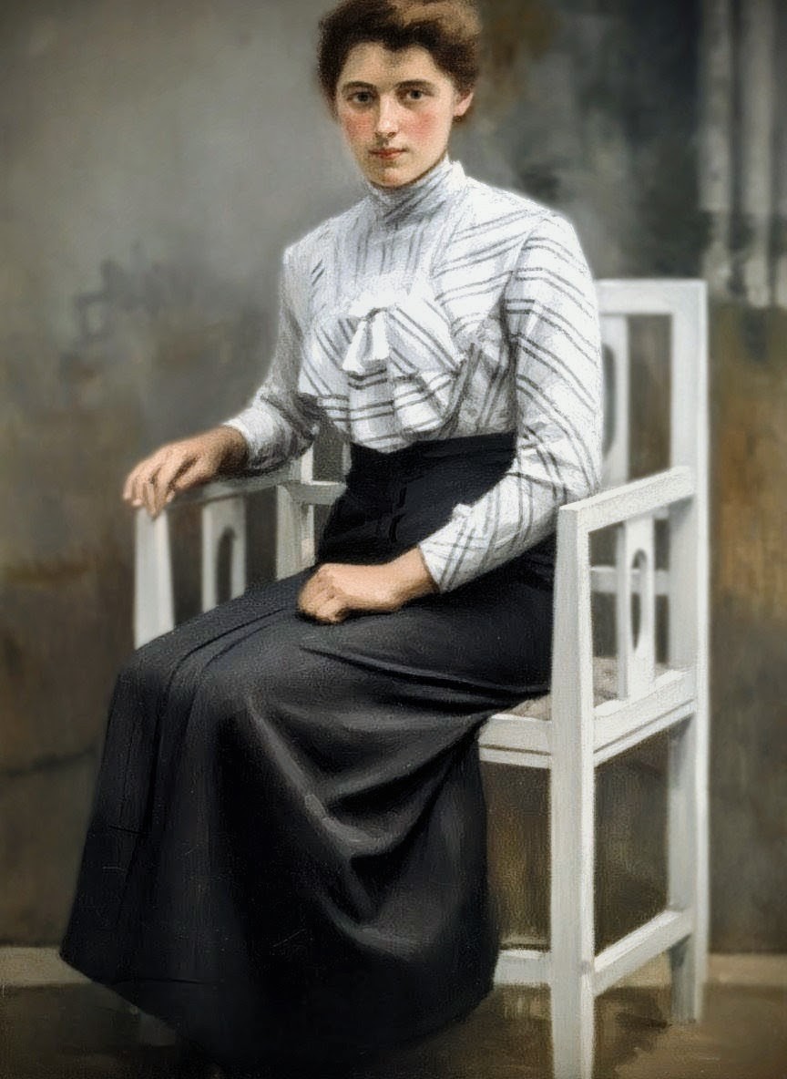 ZKarasova's tweet image. This is a digitally improved photo of my paternal grandmother Carolina or Karla (1892-1959). In the Rok na Vsi by the Mrštík Brothers she is called Tonička. I used the name Tonička in my book Powder-Blue Sands of Time. #author #writerstory #literature #fact #ZQK