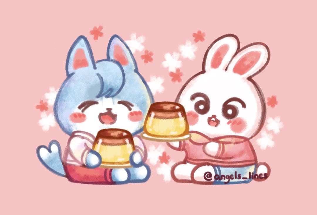 Angeline22Han's tweet photo. Wolfchan and Leebit eating pudding together 🫶 #skzoo #skzoofanart #leebit #wolfchan #leeknow #bangchan #wolfbit https://t.co/Km0dwdZewi