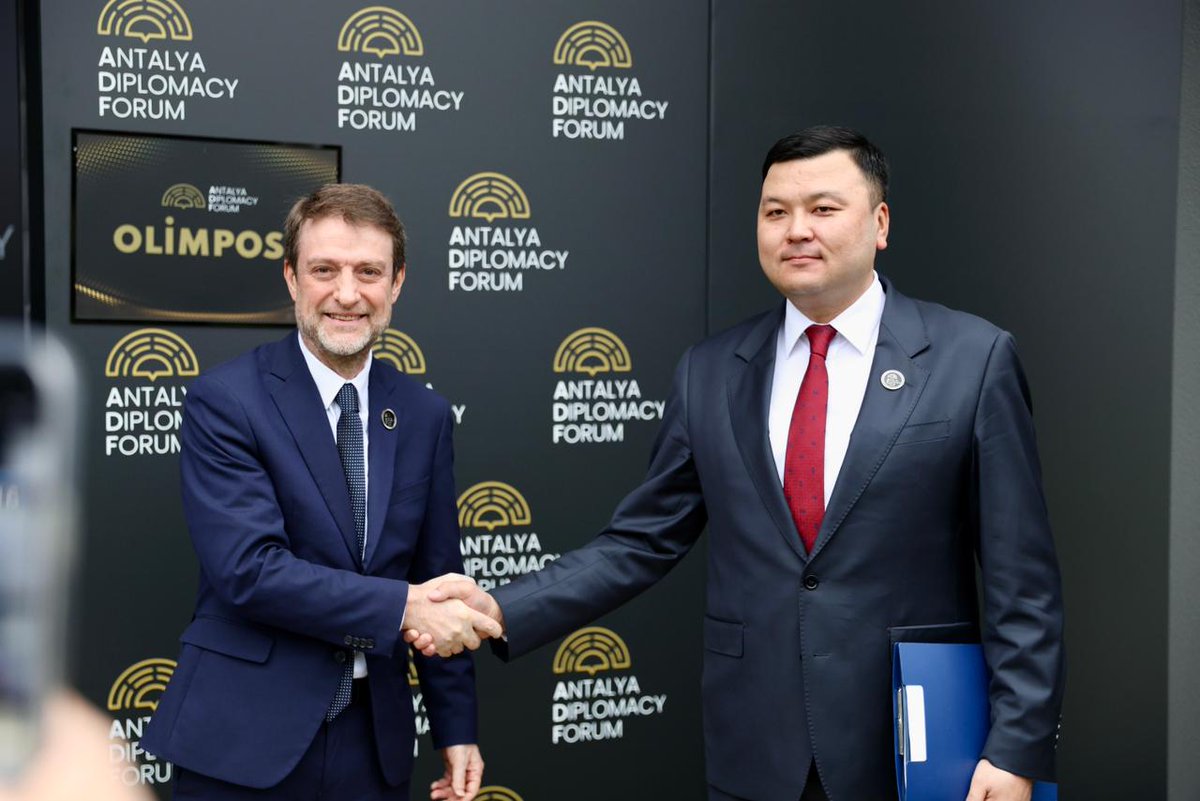 HoxhaFer's tweet photo. It was a good opportunity to meet the Deputy Prime Minister and Minister of Justice of the #Kyrgyz Republic, Ayaz Baetov, on the margins of the #ADF2026. 🇦🇱🇰🇬

Such forums also provide valuable occasions to engage with partners with whom we do not often have the chance to meet, helping to open new channels of communication and cooperation.

We expressed our readiness to further develop bilateral cooperation through a more structured political dialogue and by expanding the legal framework in areas of common interest, including the economy and tourism, where #untapped potential exists.

We also highlighted our constructive cooperation within international #organizations in advancing dialogue on issues of shared regional and global interest.

#Meet4Diplomacy