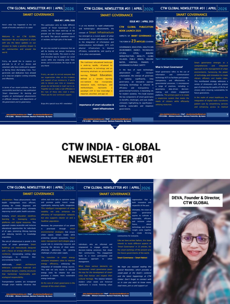 CityTalksWalks's tweet photo. CTW Global Newsletter #01
Have fun reading this special issue! To learn more, read more, join us &amp; support us, please email us at ctw.planningcities@gmail.com
Thank you. #CTW #CTWIndia #CTWGlobal #CTWGlobalBooks #CTWGlobalNewsletters #Cities #CTWIndiaGlobal #Governance https://t.co/1AnK1q2GRe
