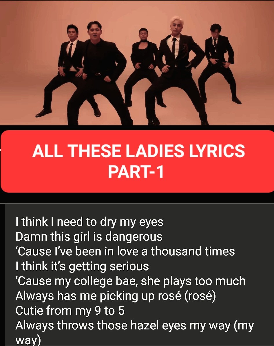 Tag booster ALL THESE LADIES LYRICS part-1 

BGYO SUMMER BLAST 
#BGYOTakesPHArena 
#BGYO