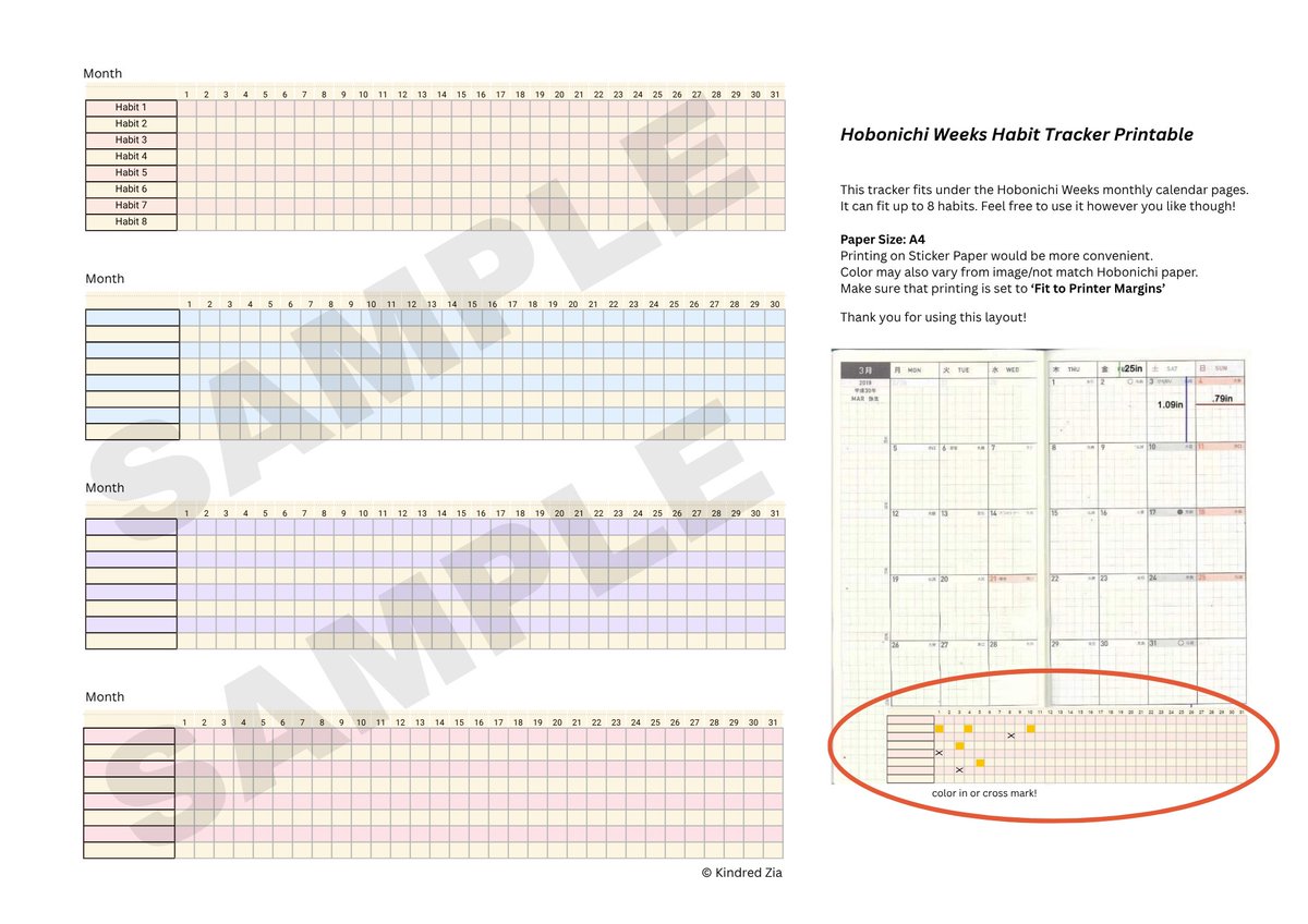 0zi_a0's tweet photo. hi.

I made a monthly habit tracker for my Hobonichi Weeks, and I thought of sharing it since some people might also prefer to do habit tracking this way.

printable is available in my ko-fi for free :)) link below

thank you and enjoy if you'll use it! https://t.co/Z3tssN1oRh