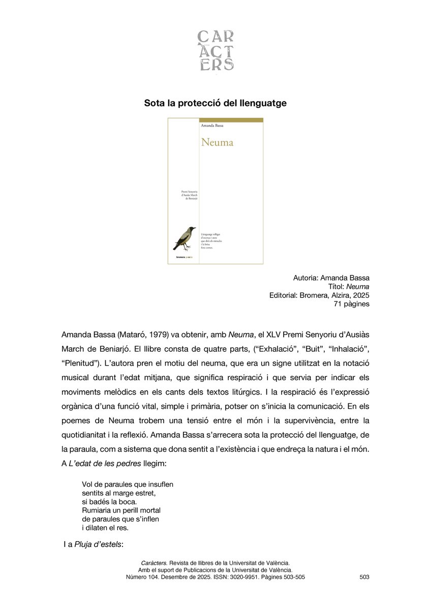 Revista Caràcters tweet media