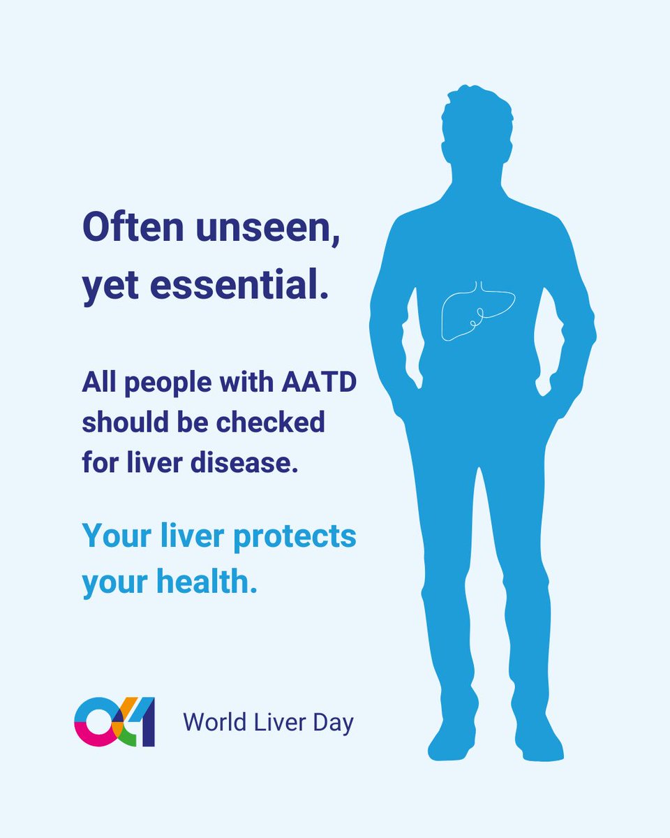 alpha1europe's tweet image. 𝐖𝐨𝐫𝐥𝐝 𝐋𝐢𝐯𝐞𝐫 𝐃𝐚𝐲: AATD &amp;amp; Liver Health

Alpha-1 Antitrypsin Deficiency (#AATD) can affect the liver at any age—often silently. Watch for signs like jaundice in infants or unexplained liver disease in adults.

Early testing saves lives. Talk to your doctor. 💙