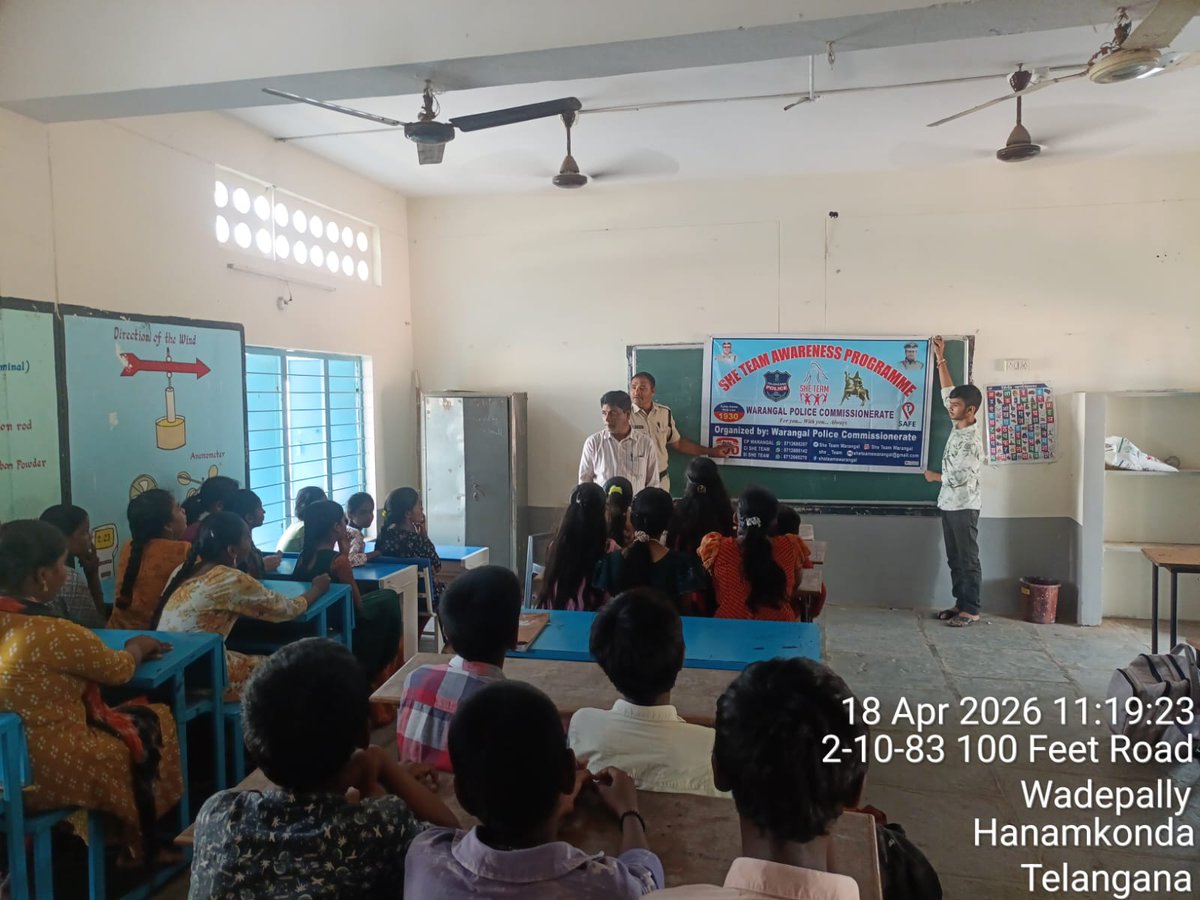 she_teams's tweet image. Conducted #Awareness Programme at #GOVT HIGH SCHOOL WADDEPALLY #HANAMKONDA. In which 40 Members of Students were participated. We explained the following topics what is #sheteam,how it Works how it is useful for them #child abuse,#TSafe App,Child #helpline No.1098 etc...