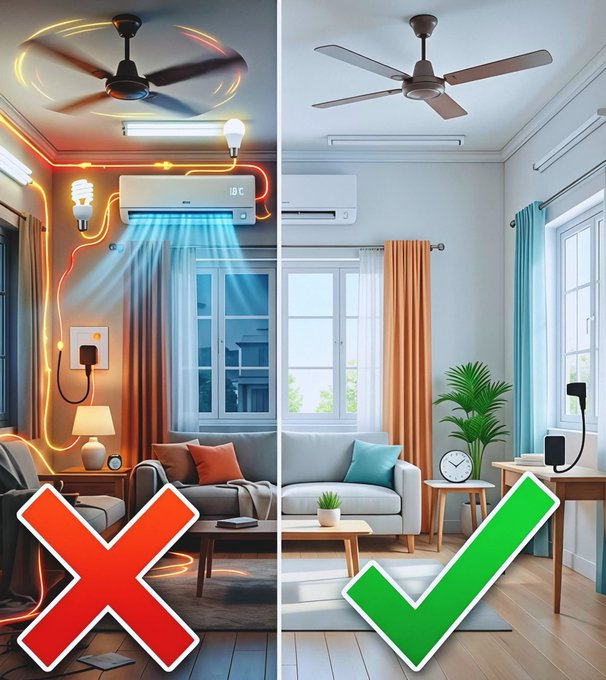 puvvnlgorakhpur's tweet image. खाली कमरे में लाइट, पंखा, AC बंद रखें |
मोबाइल चार्जर और अन्य डिवाइस उपयोग के बाद निकाल दें |  #SaveElectricity #SmartUse
@aksharmaBharat
@ChairmanUppcl
@UPPCLLKO
@PuVVNLHQ