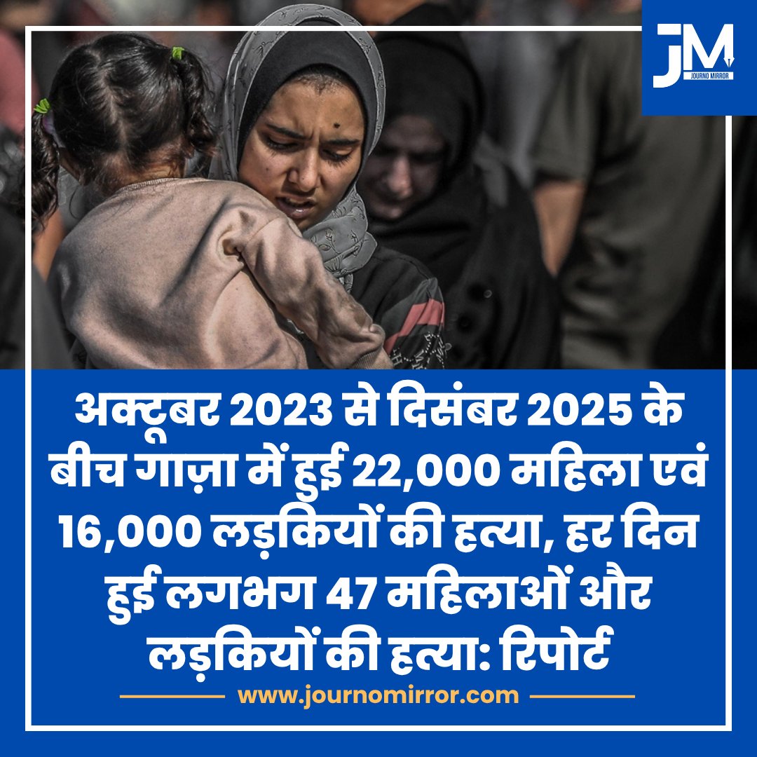 अक्टूबर 2023 से दिसंबर 2025 के बीच गाज़ा में हुई 22,000 महिला एवं 16,000 लड़कियों की हत्या, हर दिन हुई लगभग 47 महिलाओं और लड़कियों की हत्या: रिपोर्ट

#BreakingNews #Gaza #Women #UN