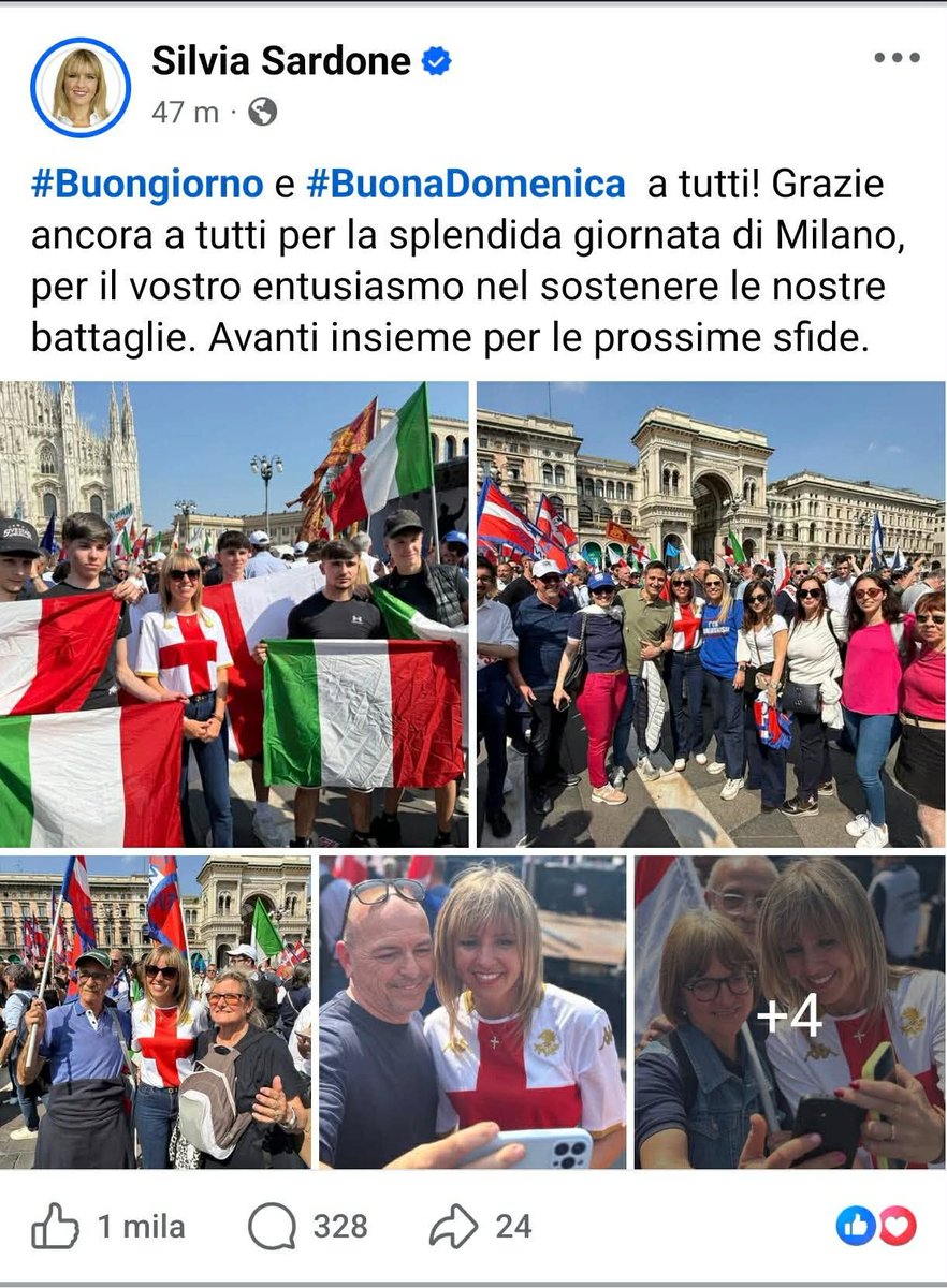 Manifestazione sovranista a Milano, la Sardone pensa bene di indossare la maglia del Genoa  c.f.c.  scambiandola per una maglia celebrativa meneghina. 
E niente, cosa memiamo a fare?