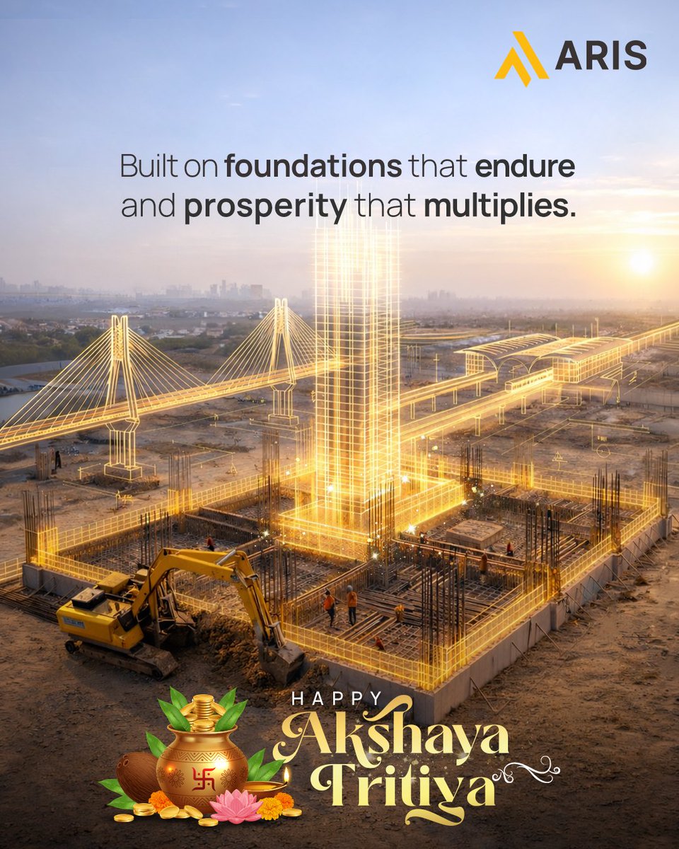 ARIS_ltd's tweet photo. When built on strong systems and the right foundations, success scales, evolves, and sustains over time.
Wishing you enduring prosperity and growth that keeps moving forward, this AkshayaTritiya.
#HappyAkshayaTritiya #AkshayaTritiya2026 #ARIS #Infrastructure #PoweringScale https://t.co/srmG4ty5SD
