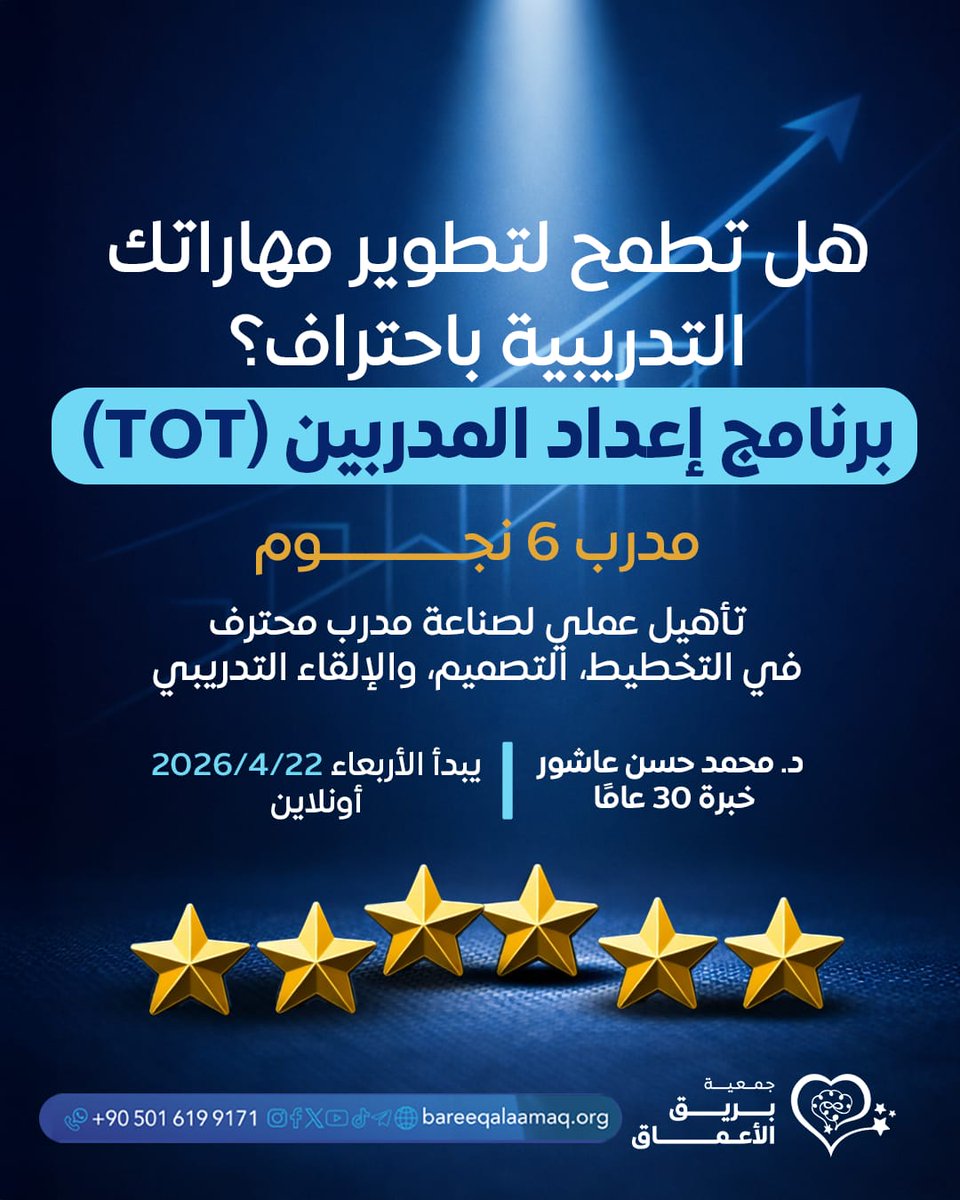 إذا كنت معلمًا، مربيًا، مدربًا، أو مهتمًا بمجال التدريب، فهذه فرصتك للانضمام إلى:

 دورة إعداد المدربين | مدرب 6 نجوم
         مع د. محمد حسن عاشور

برنامج تدريبي يساعدك على بناء تدريب أكثر احترافية، وتنظيمًا، وتأثيرًا.

🔥 التسجيل متاح الآن بسعر رمزي

احجز مقعدك اليوم ، عبر