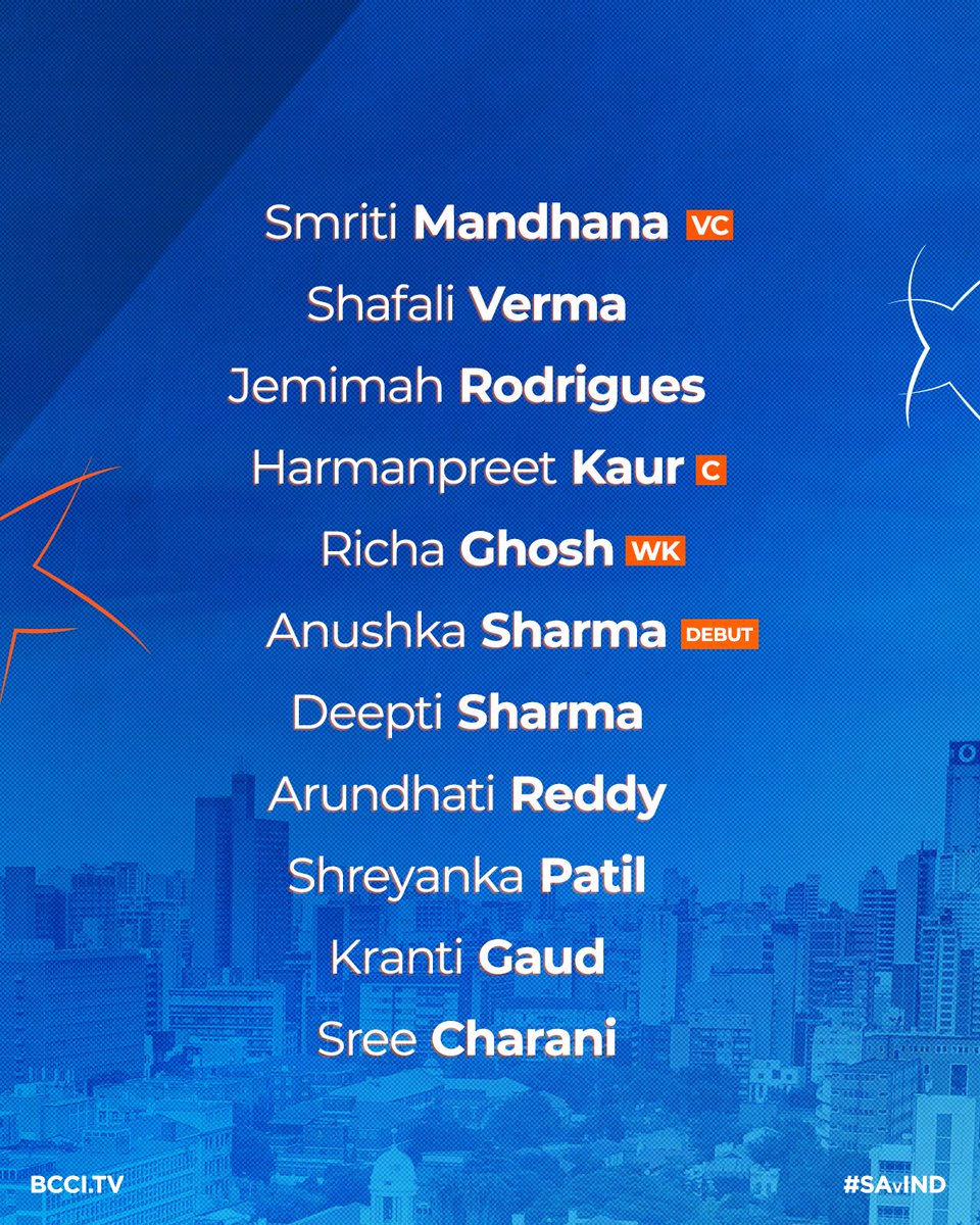BCCIWomen's tweet image. A look at #TeamIndia's Playing XI for the 2⃣nd T20I 🙌

Anushka Sharma all set to make her debut 🧢

Updates ▶️ bit.ly/SAWvINDW-2ndT2…

#SAvIND