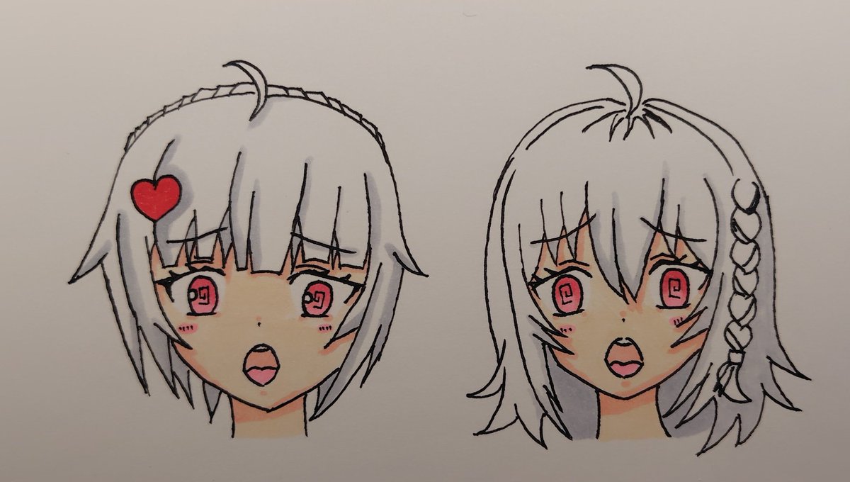 74mooci's tweet image. 萌実ちゃん＆萌実さん
コピックでぬり絵まで！
#MoemiART  #萌実  #模写