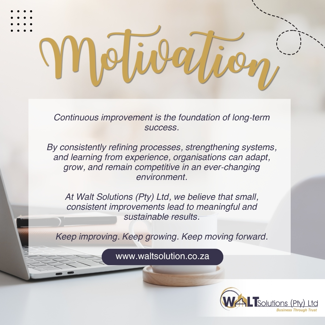 SolutionsW60974's tweet image. Unlock your potential

Small, consistent improvements drive long-term success. Stay adaptable, refine processes, and grow sustainably with us at Walt Solutions (Pty) Ltd. Let’s move forward together! 🌟

#Motivation #ContinuousImprovement #SuccessJourney