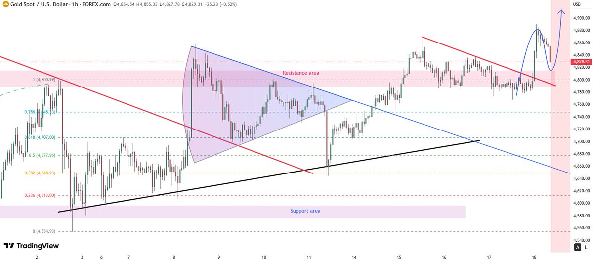 Diana_xauusd's tweet image. #XAUUSD #GOLD 
Short-term support: $4800 – As long as this level holds, the overall outlook is bullish.  

Short-term resistance: $4890 (A break above this level could lead to a test of $4960-$4970).  

Mid-term target: $5000; reduce holdings in batches after reaching this level