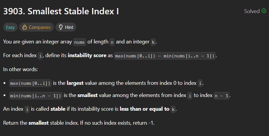 VipinYa7569984's tweet image. @ShradhaKhapra_ @ApnacollegeX Participated in my first LeetCode Weekly Contest.

Solved 1 Easy problem.
Optimized from brute-force to O(n) using prefix max and suffix min.
Good learning experience. Will stay consistent.

#LeetCode #DSA #Algorithms #ProblemSolving