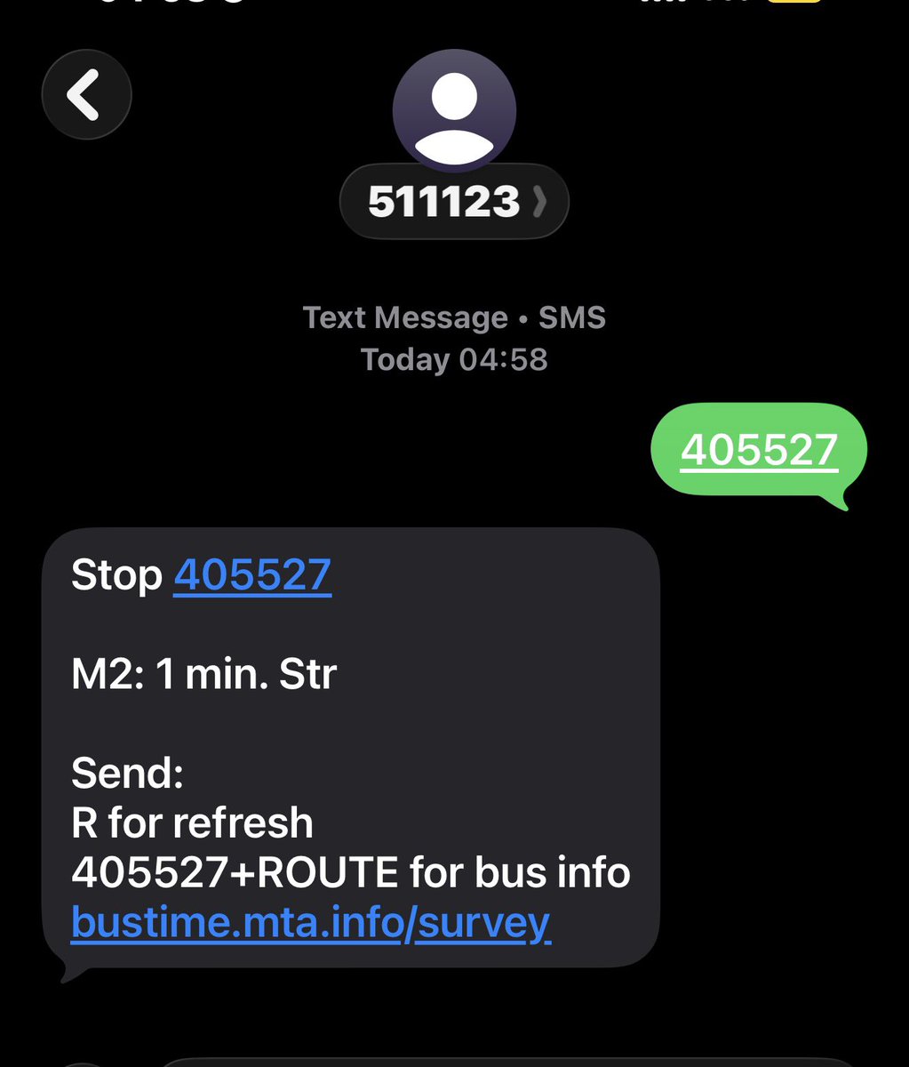 mfrick100's tweet image. Wow, even if you text the number it indicates there is one in about a minute. So the third party app indicates a departure soon, as well as the text. Your failed @MTA app, however, leaves little to be desired. Fail fail fail. @NYCTBus #mta