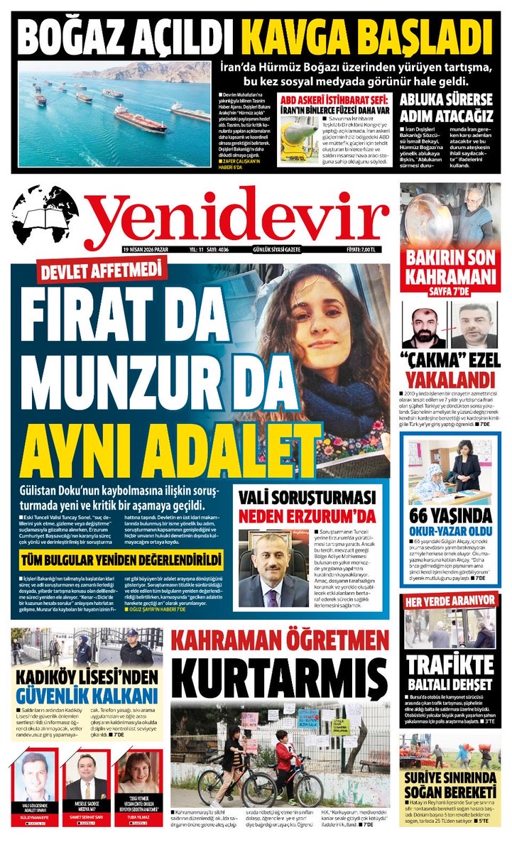 yenidevirr's tweet photo. 📌Yenidevir Gazetesi / 19 Nisan 2026 https://t.co/oIwYDTURYS