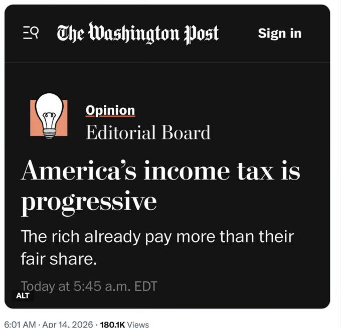 AfrikasStruggle's tweet image. Overheard on the Internet: #Bezos #IncomeTax #OnePercent
The editorial board of the Bezos Post is now officially to the right of the Wall Street Journal…