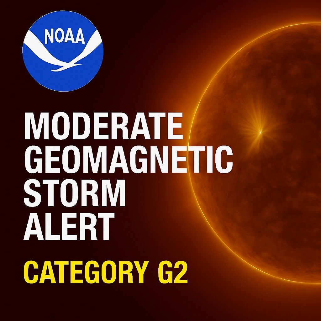 Eyes2TheStars's tweet image. #NOAA Moderate #GeomagneticStorm #Alert - Category G2 #Storm

Issued by the #SpaceWeather Prediction Center: 4/19/2026 5:00:54 AM

Space Weather Message Code: ALTK06
Serial Number: 714
Issue Time: 2026 Apr 19 0900 UTC

ALERT: Geomagnetic K-index of 6
 Threshold Reached: 20…