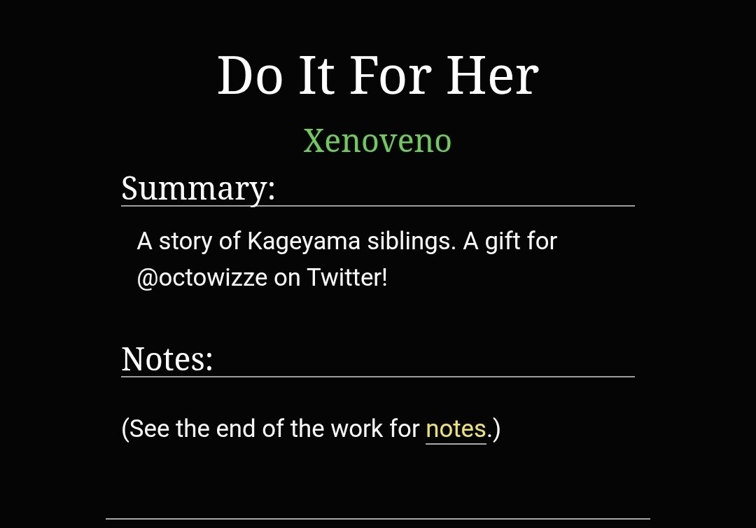 Everyone check out this hilarious comic. Its about the Kageyama siblings dynamics. Tobio breaks Miwa's mannequin 😭😭😭

Link: archiveofourown.org/works/41658306…