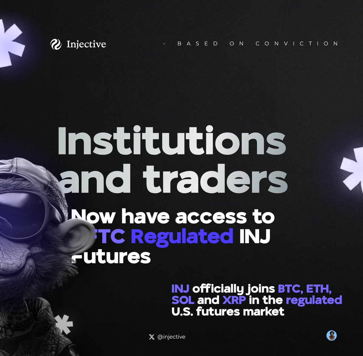 Happy Sunday $INJ Bulls 

Yet again another stepping stone for <a href="/injective/">Injective 🥷</a> towards institutional exposure 

$INJ futures have officially launched on one of the first CFTC-licensed digital asset exchanges in the U.S

This puts $INJ in elite company alongside $BTC, $ETH, $SOL, and