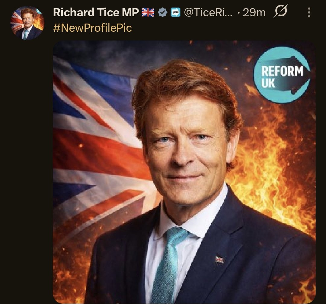 The question is, did he set the union jack on fire with a flame from his pants, or was Lucy Connolly at another Reform event with her matches?