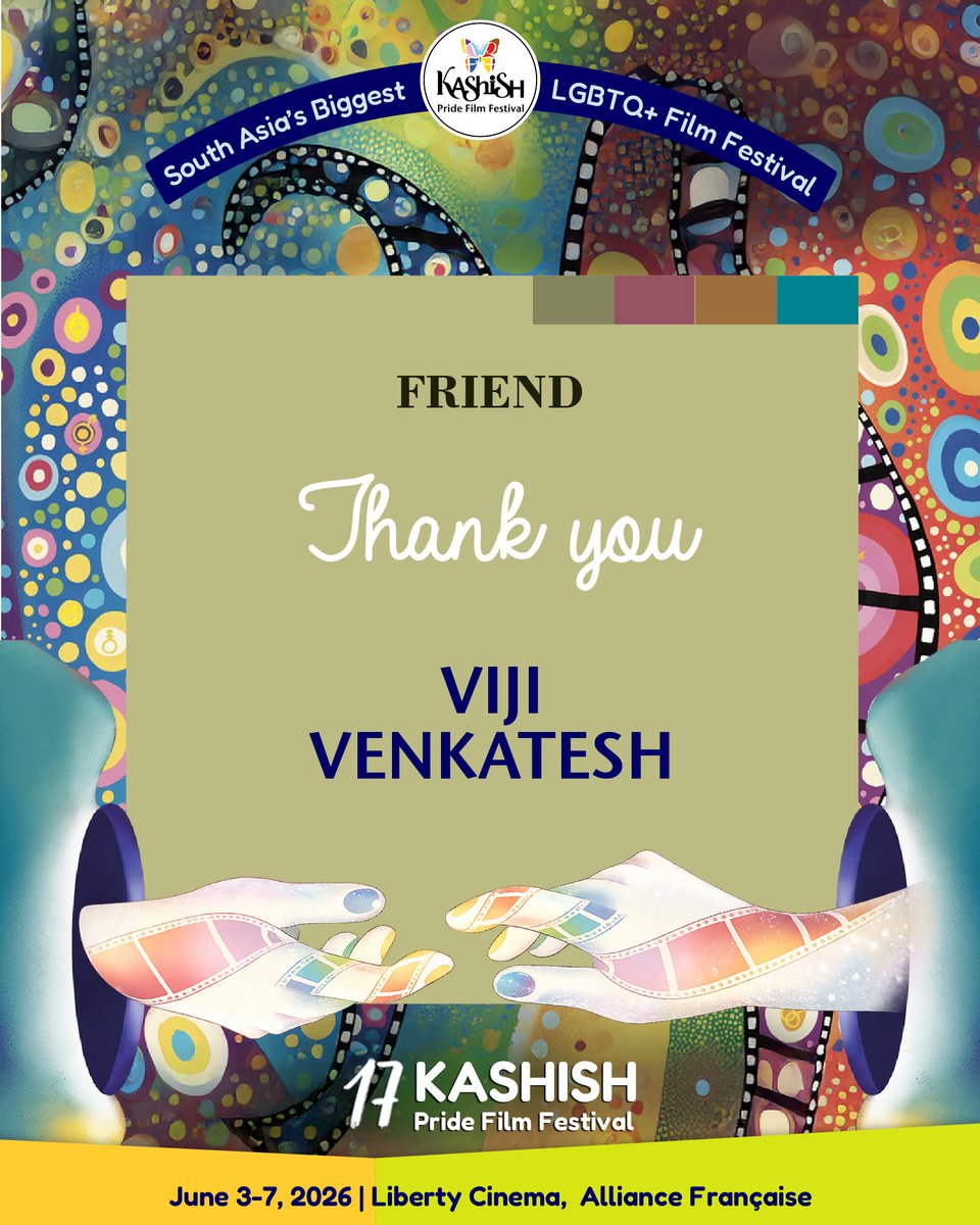 KashishFilmFest's tweet image. Thank you VIJI, JOHANN, LALIT &amp;amp; ANONYMOUS for your FRIEND level contribution.  Your support means everything to us.  
Friends, please consider contributing at pages.razorpay.com/KASHISH2026 
Every support, big or small helps.
  
#Crowdfunding #Support #lgbtqfilmfestival #Mumbai