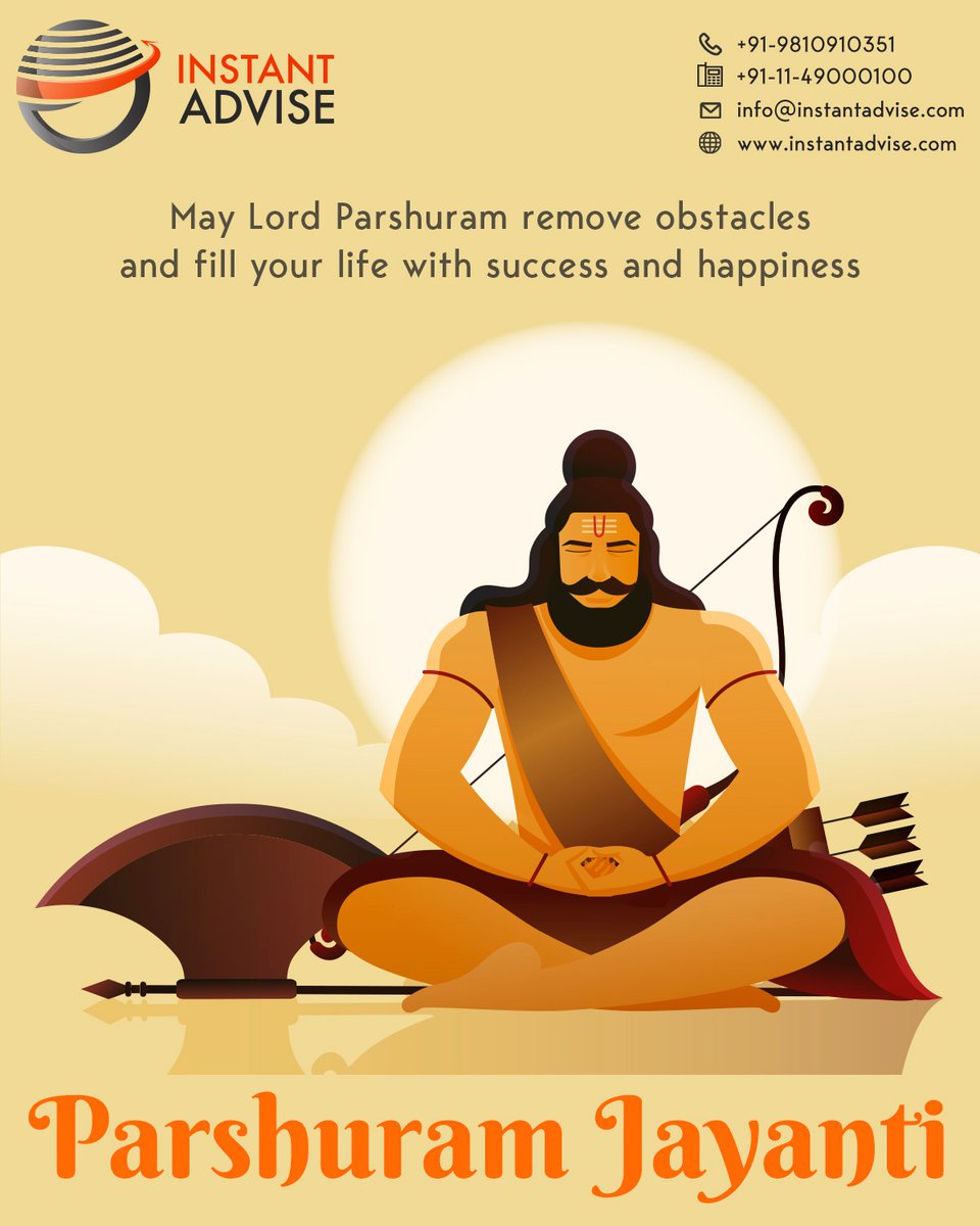 May Lord Parshuram remove obstacles and fill your life with success and happiness.

Happy Parshuram Jayanti...!!!

#prashuram #prashuramjayanti #legal #india