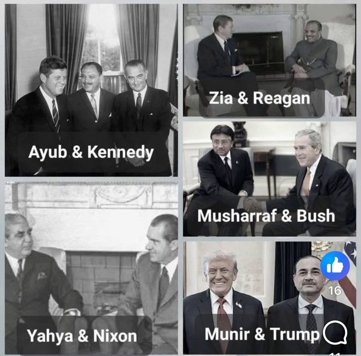 پاکستان کا ہر آمر امریکہ کو پیارا رہا،
 ہر دور میں پاکستان کو استعمال کیا گیا،
 پھر دھتکار دیا گیا-
کمال بات یہ ہے کہ اس سے سبق کسی نے نہیں سیکھا-
#MardanJalsa