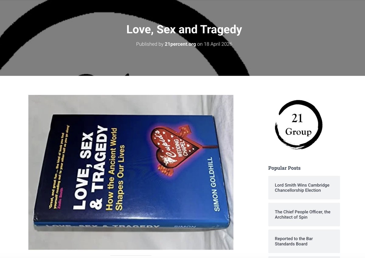 21percentgroup's tweet image. Love, sex &amp;amp; tragedy

Long ago, a Fellow of King’s College said any wave of accountability, such as the #MeToo movement in 2017, would inevitably result in Simon Goldhill's downfall

It didn't happen until 2026. Why?

Blog posting

 21percent.org/?p=3528