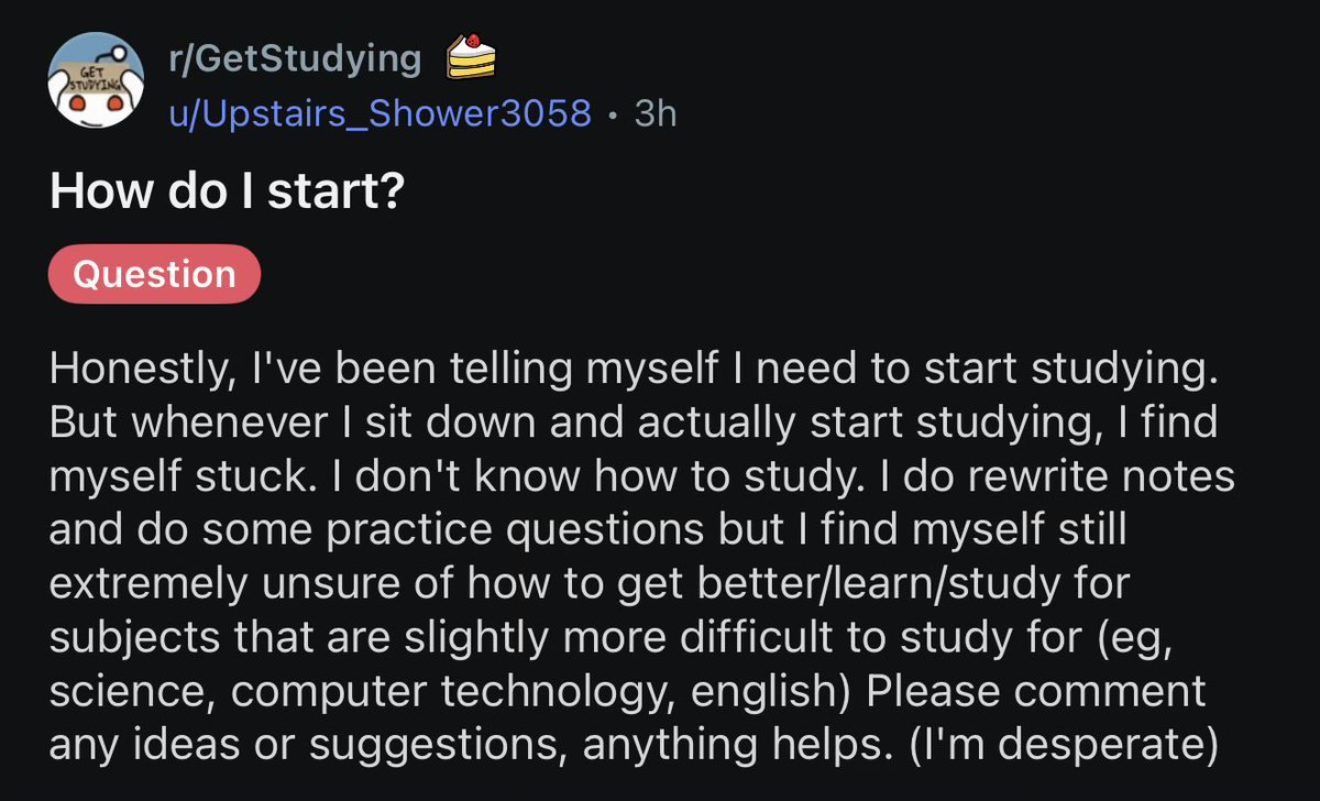 erildox's tweet image. #student #exams learnwfrank.com
Today most students face this struggle:

Honestly, I've been telling myself I need to start studying. But whenever I sit down and actually start studying, I find myself stuck. I don't know how to study. I do rewrite notes and do some