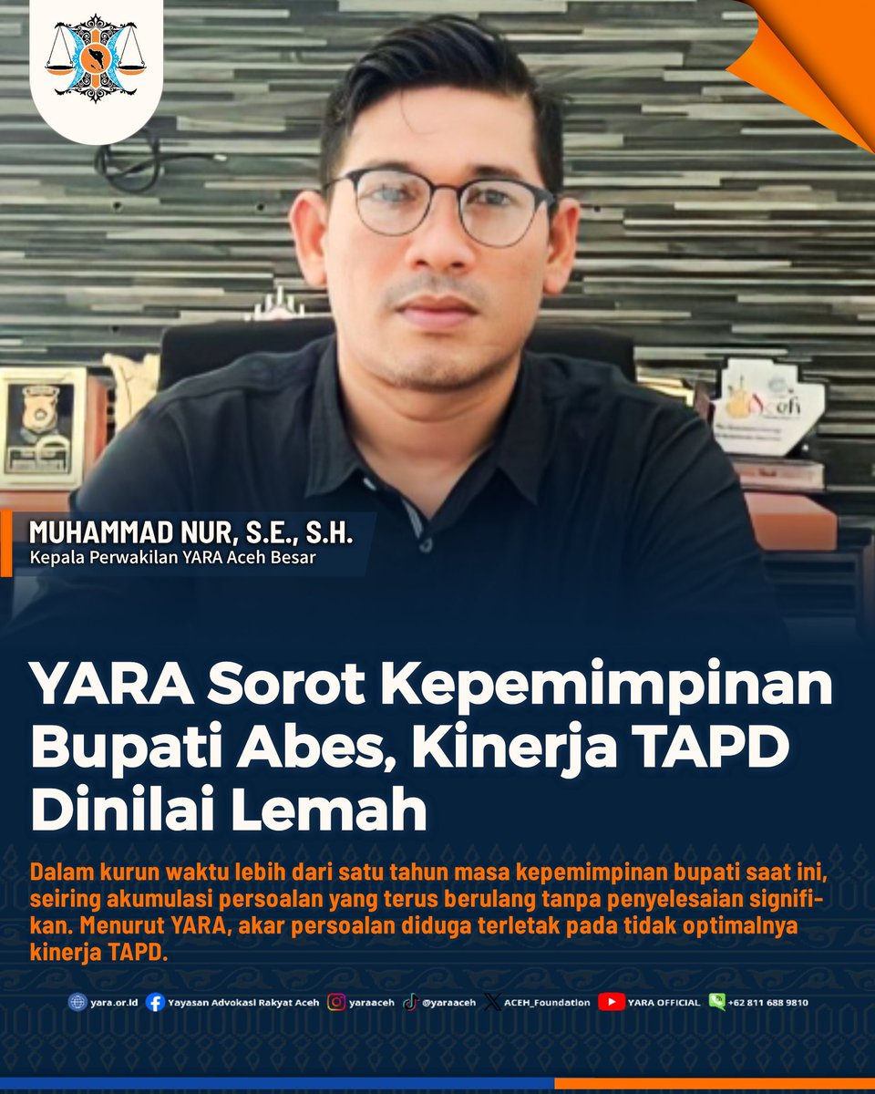 📰 #PublicUpdate | Kepemimpinan Bupati Aceh Besar (Abes), Syech Muharram Idris, yang telah berjalan lebih dari satu tahun mulai menuai sorotan tajam dari berbagai pihak.

#YARA #AcehBesar #kepemimpinan #bupati