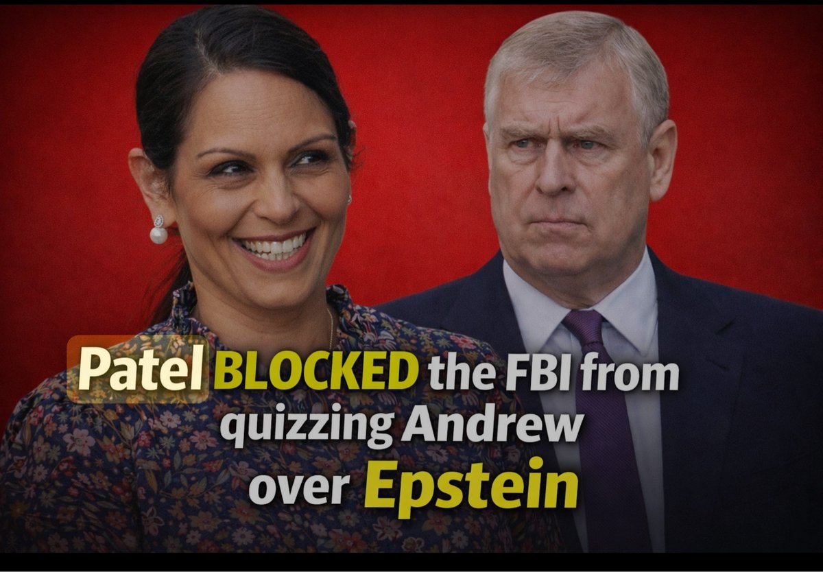 BraidseaQuine's tweet photo. @SkyNews @TrevorPTweets I question BadENOCH’s authority.
Why hasn’t she sacked the security risk and traitor,Priti Patel,a woman who blocked an investigation into Andrew Mountbatten’s relationship with Epstein?
BadENOCH can’t claim she didn’t know.

#SecurityRisk #Traitor #SackPatel #ResignBadenoch https://t.co/ioBY0Lb3Rk