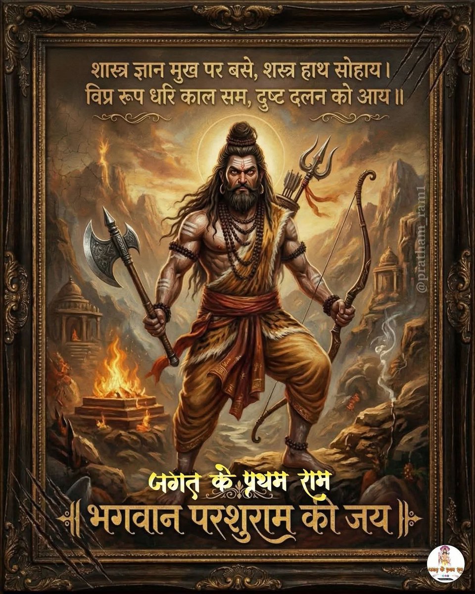 परशुराम जयंती की हार्दिक शुभकामनाएं 

भगवान विष्णु के छठे अवतार, पराक्रम और धर्म के प्रतीक भगवान परशुराम जी की जयंती पर आपको और आपके परिवार को ढेरों शुभकामनाएं।
उनका जीवन हमें अन्याय के विरुद्ध खड़े होने और सत्य के मार्ग पर चलने की प्रेरणा देता है।

जय परशुराम 
जय श्री राम