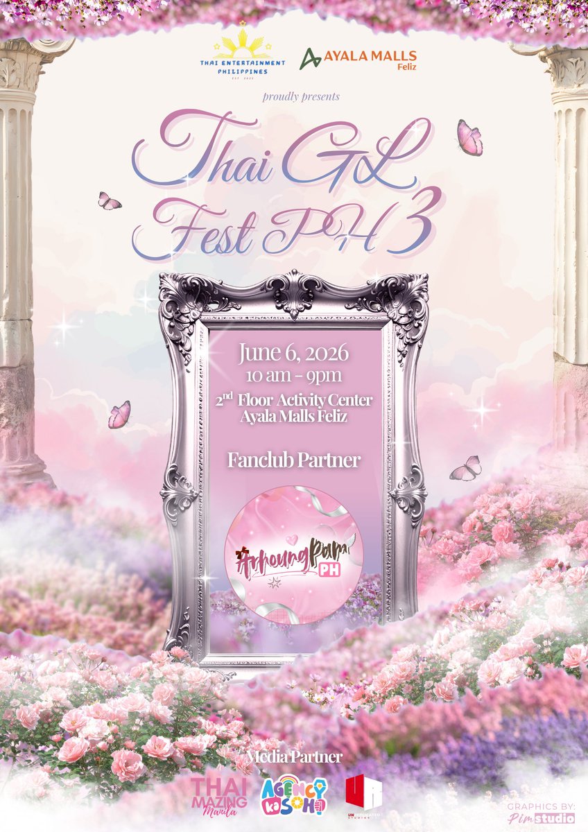 TEPHL's tweet photo. ✨ Let’s celebrate the beauty of Girls’ Love stories, the warmth of the community, and the connections we create through the shows we love.
🌷 Blossom with us at Thai GL Fest PH 3! We’re excited to announce that @ArhoungPamPH  will be participating as a fanclub at Thai GL Fest PH 3.📅 June 6, 2026
⏰ 10:00 AM – 9:00 PM
📍 Ayala Malls Feliz – 2nd Floor Activity Center🌸 What’s waiting for you?
💖 Fanclub Booths
📷 GL-Inspired Photospots
🎲 Fun Fan Activities
🌷 A welcoming space for the sapphic GL community👗 Dress Code: Pink or Floral 🌸
🎤 Hosted by: @host_julianna
🔗 Register here: https://t.co/jRAjWEdLJ9
Media Partners:
@agencyka_soho, @ThaimazingMNL & Unreplicated MNLBring your pink outfits, floral fits, and your love for Thai GL, and spend the day with fellow fans who share the same passion.
🌸 See you there, Filo GL fans — let’s blossom together!
#ThaiGLFest3
#BlossomLikeAFlower 
🌸Disclaimer: This is a fan community event organized by fans, for fans. Thai Entertainment PH is not liable for any items or materials produced by participating fanbases. Our goal is to provide a safe space for Filo GL stans. For any concerns, please contact the respective fanclub partners directly.