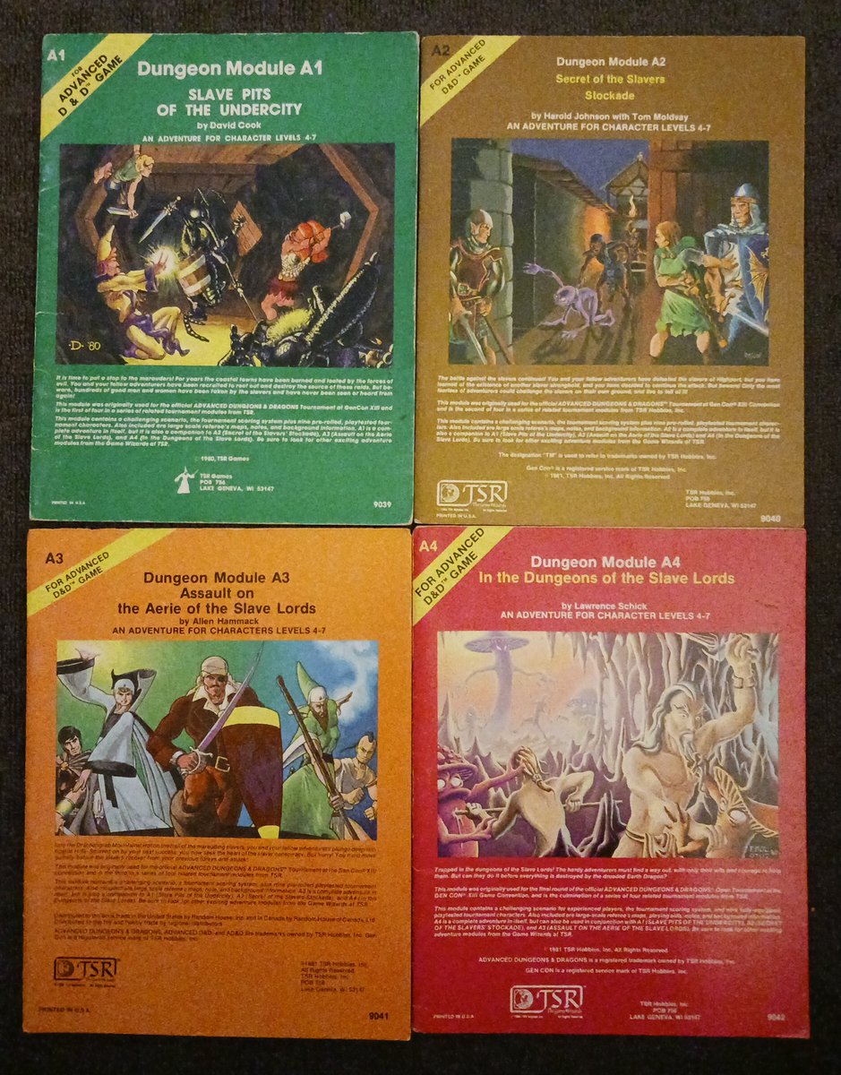 yum_dm's tweet image. The latest additions to my #DnD collection. The slave series, A1-A4. I managed to get them for around $17 each, and they are in excellent condition. Has anyone played through all four? 

#DungeonsAndDragons #TTRPG