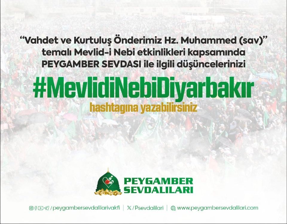 📣 Etiket çalışmamız başladı. 

Etiketimiz; #MevlidiNebiDiyarbakır 

Duyarlı tüm sosyal medya kullanıcılarının destek ve katılımlarını bekliyoruz.