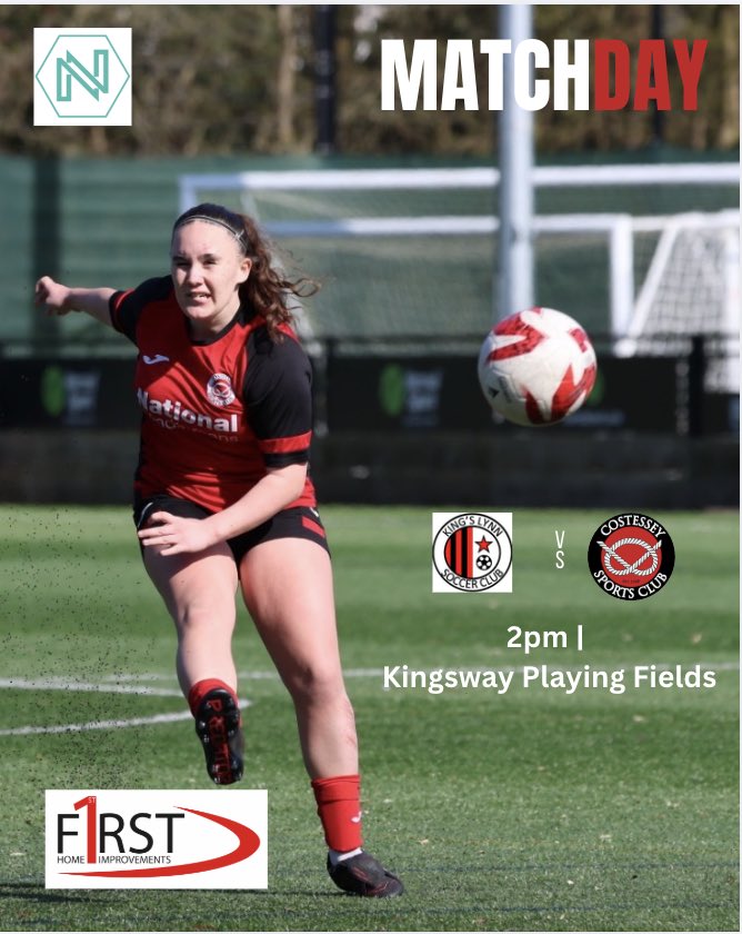 CostesseyLadies's tweet image. Match Day for #thenorfolkreds 🔴 ⚫. 🆚 @WomenKlsc @nwgfl⌚ 2.00pm KO 
📍 kingsway playing field 
And happy birthday to AJ! 🫶🎉
Let's go Costessey! @firsthomeimprov #norfolkfootball #HerGameToo
📸 @bigdave801