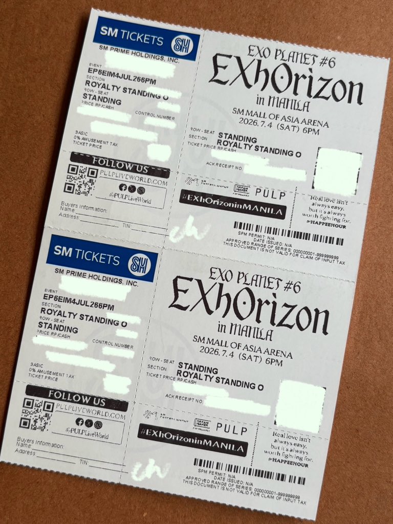 [helping a friend]

willing to trade / wtt
have: 2 exhorizon royalty standing O (day 1)
want: 2 exhorizon royalty standing any section (day 2)

also willing to sell / wts if may mahanap na d2 🤲🏻

🌜 bought from gensale
🌜 meet up ONLY

# exo planet 6 manila d1 e x tickets tix wtb